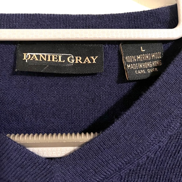 Daniel Gray Men's Navy Blue Merino Wall V Neck - Size L - Picture 3 of 4